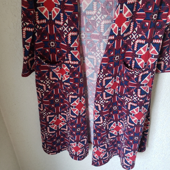 LuLaRoe Colorful Aztec Geo Sarah Duster Cardigan Size S - Picture 3 of 8